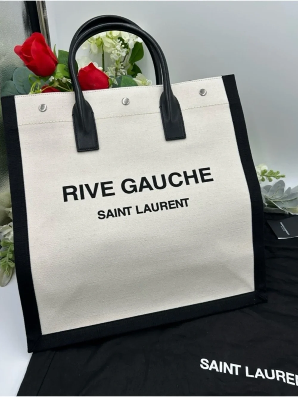 Saint Laurent RIVE GAUCHE canvas/leathertote bag made in Italy NWT